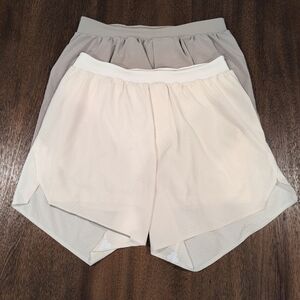 Lot Of 2 Lululemon Fast Free Running Shorts Lined Men’s 6” Size S White & Gray